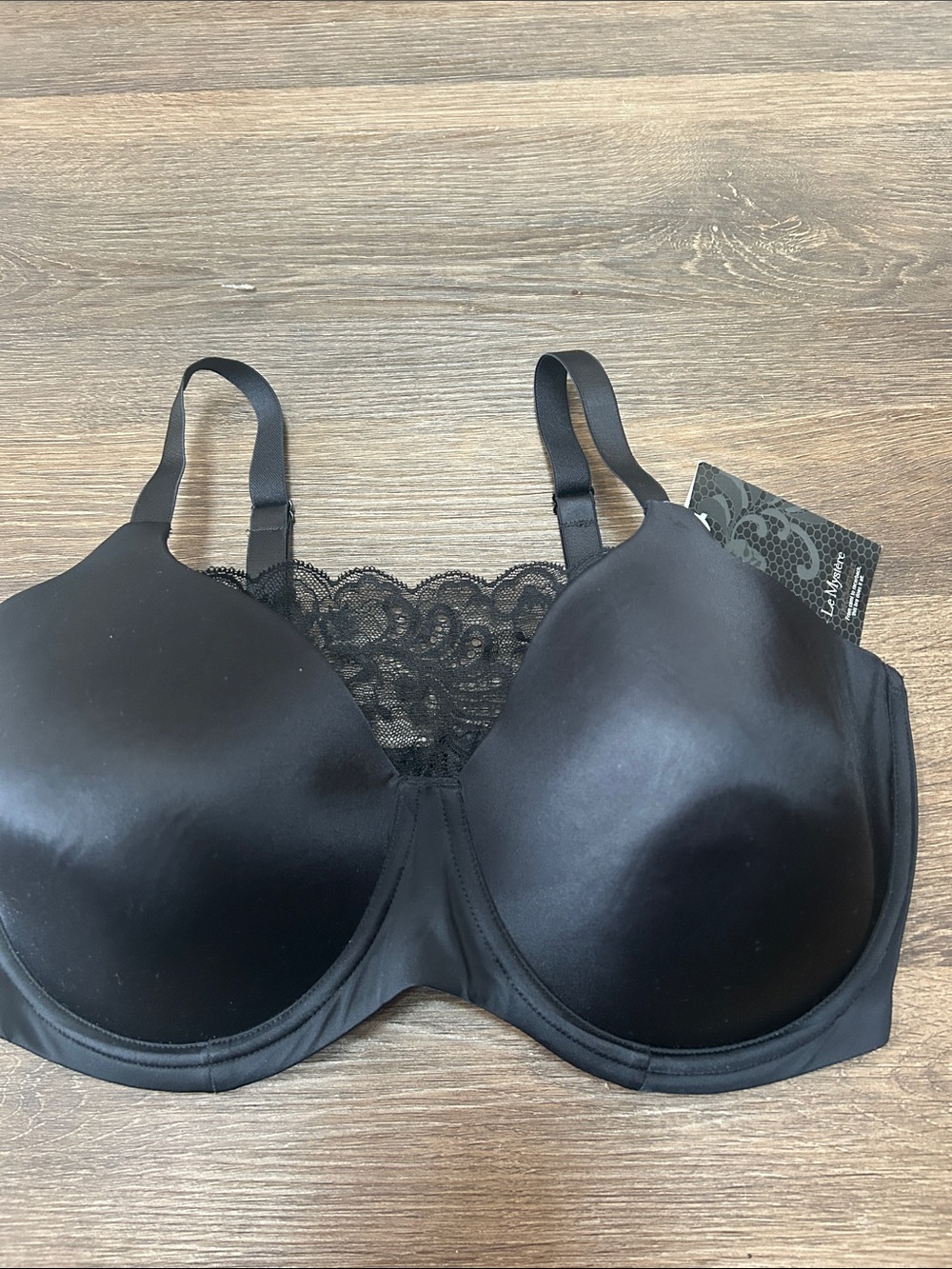 Le Mystere Black Smooth T-Shirt Bra with Lace Back
